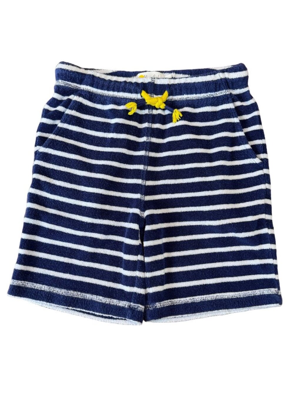MINI BODEN Toweling Shorts Boys 7 7Y 122cm Blue White Striped Terry Cloth Short - Picture 1 of 7